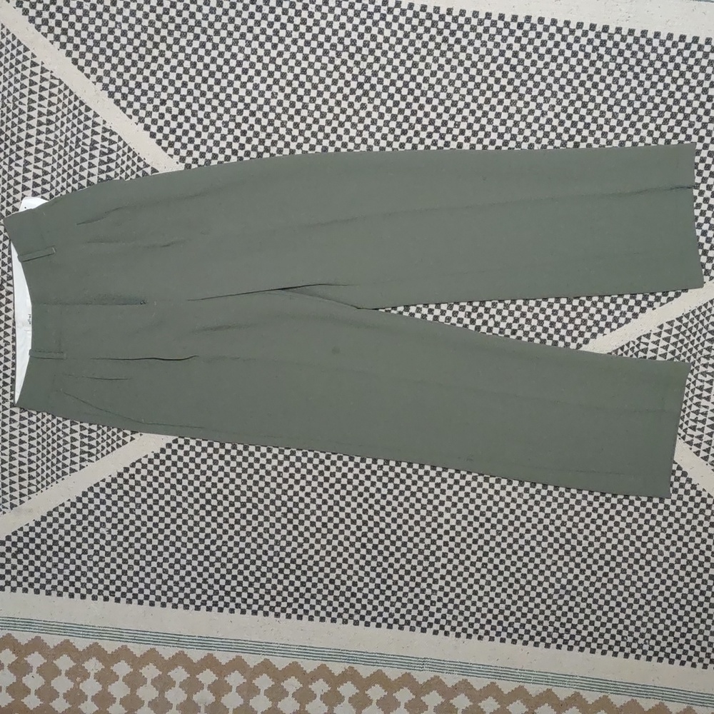 Aritzia Olive Pleated High-Rise Trousers